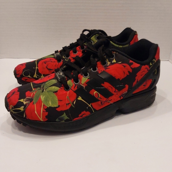 ADIDAS ZX FLUX RED ROSES 6.5W LIKE NEW PRE-OWNED - Picture 1 of 4